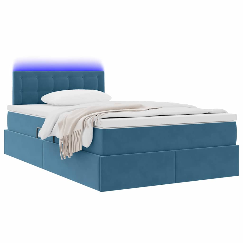 Opbergbed met LED met matras met LED Blauw 120 x 190 cm Fluweel is nu te koop bij PeponiXL, paradijselijk wonen!