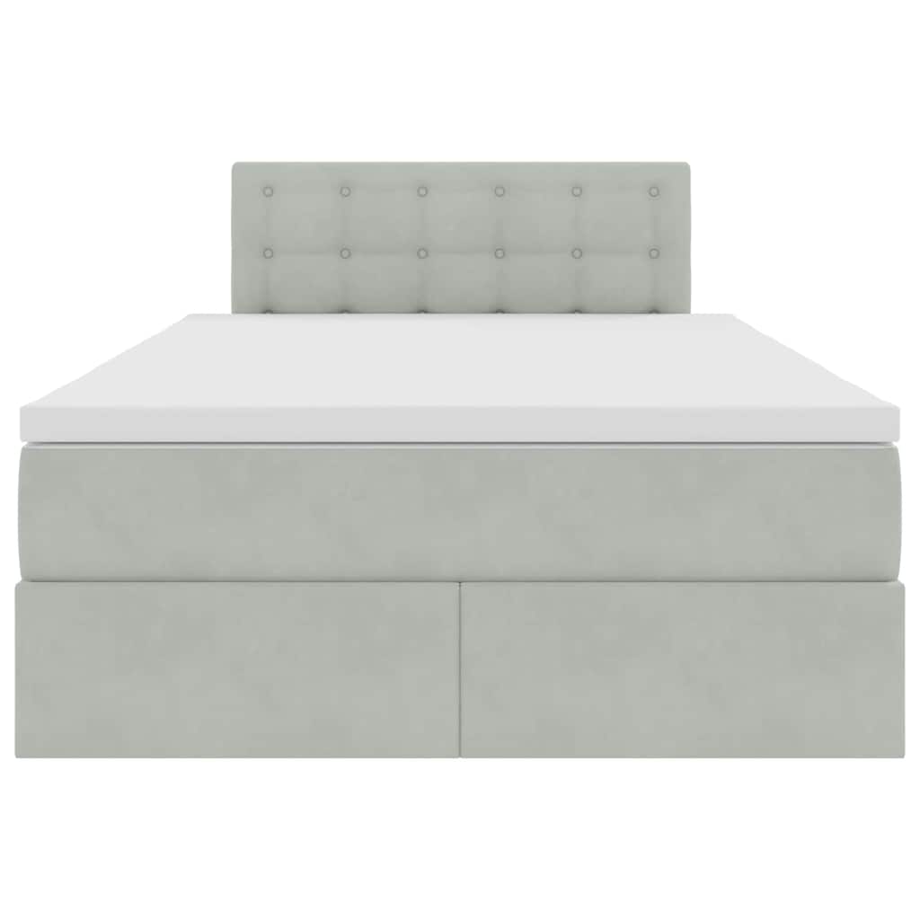 Opbergbed met LED met matras Lichtgrijs 120 x 200 cm Fluweel is nu te koop bij PeponiXL, paradijselijk wonen!