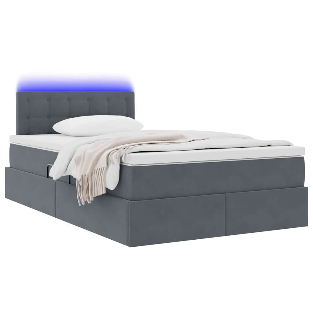 Opbergbed met LED met matras Donkergrijs 120 x 200 cm Fluweel is nu te koop bij PeponiXL, paradijselijk wonen!