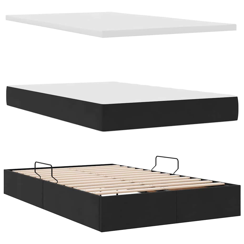 Opbergbed met LED met matras met LED Zwart 120 x 200 cm Fluweel is nu te koop bij PeponiXL, paradijselijk wonen!