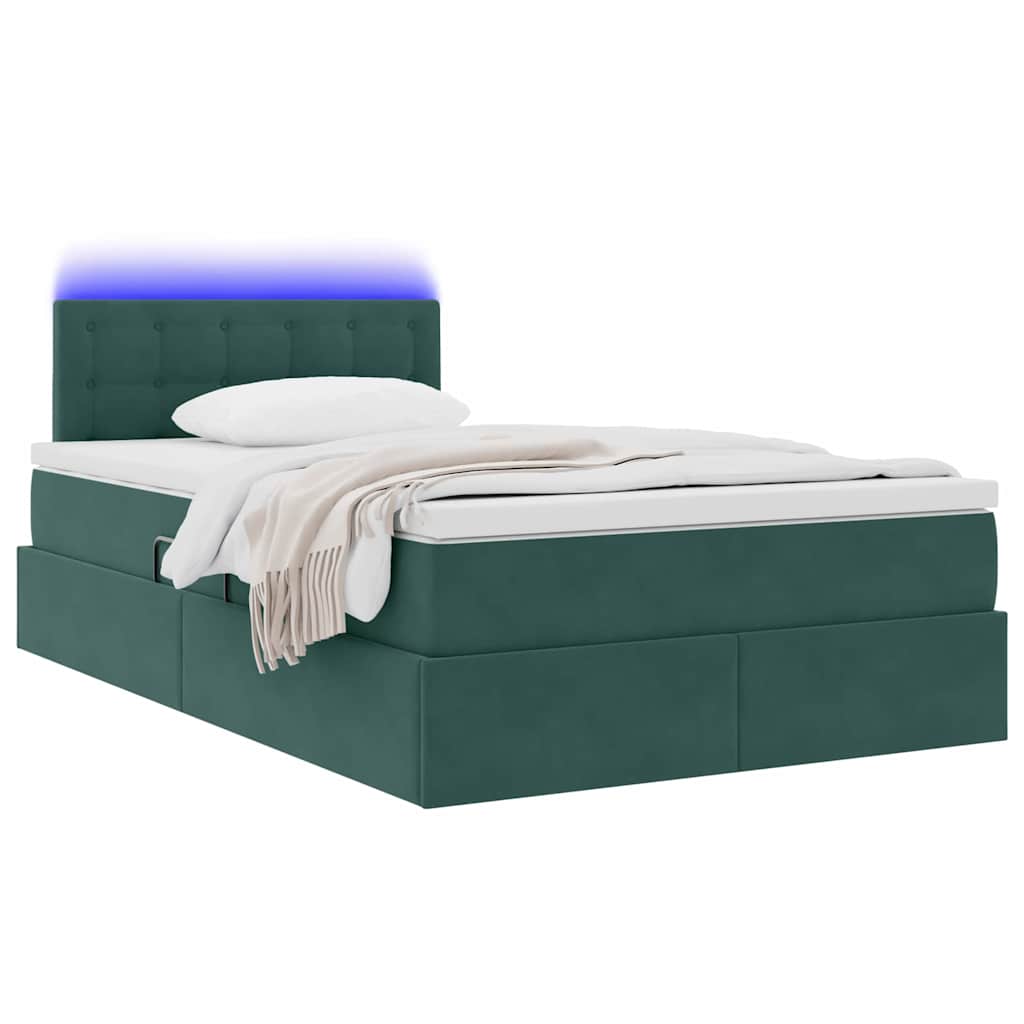 Opbergbed met LED met matras Donkergroen 120 x 200 cm Fluweel is nu te koop bij PeponiXL, paradijselijk wonen!