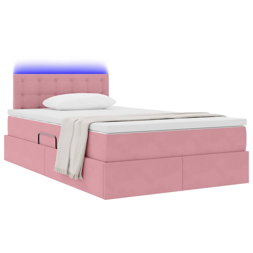 Opbergbed met LED met matras met LED Roze 120 x 200 cm Fluweel is nu te koop bij PeponiXL, paradijselijk wonen!
