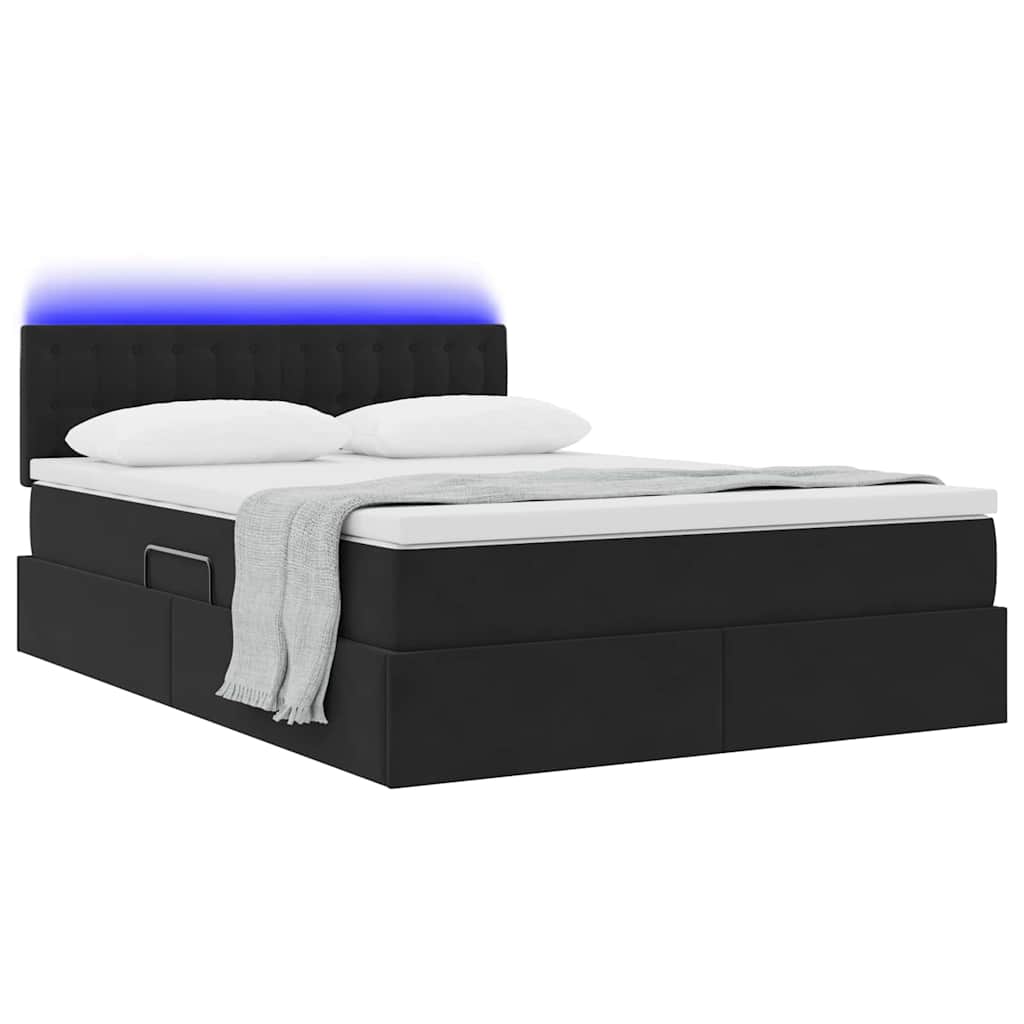 Opbergbed met LED met matras met LED Zwart 140 x 190 cm Fluweel is nu te koop bij PeponiXL, paradijselijk wonen!