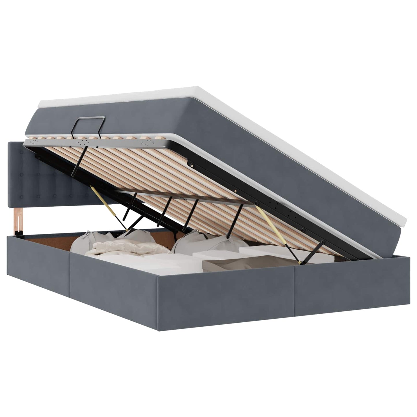 Opbergbed met LED met matras Donkergrijs 140 x 200 cm Fluweel is nu te koop bij PeponiXL, paradijselijk wonen!