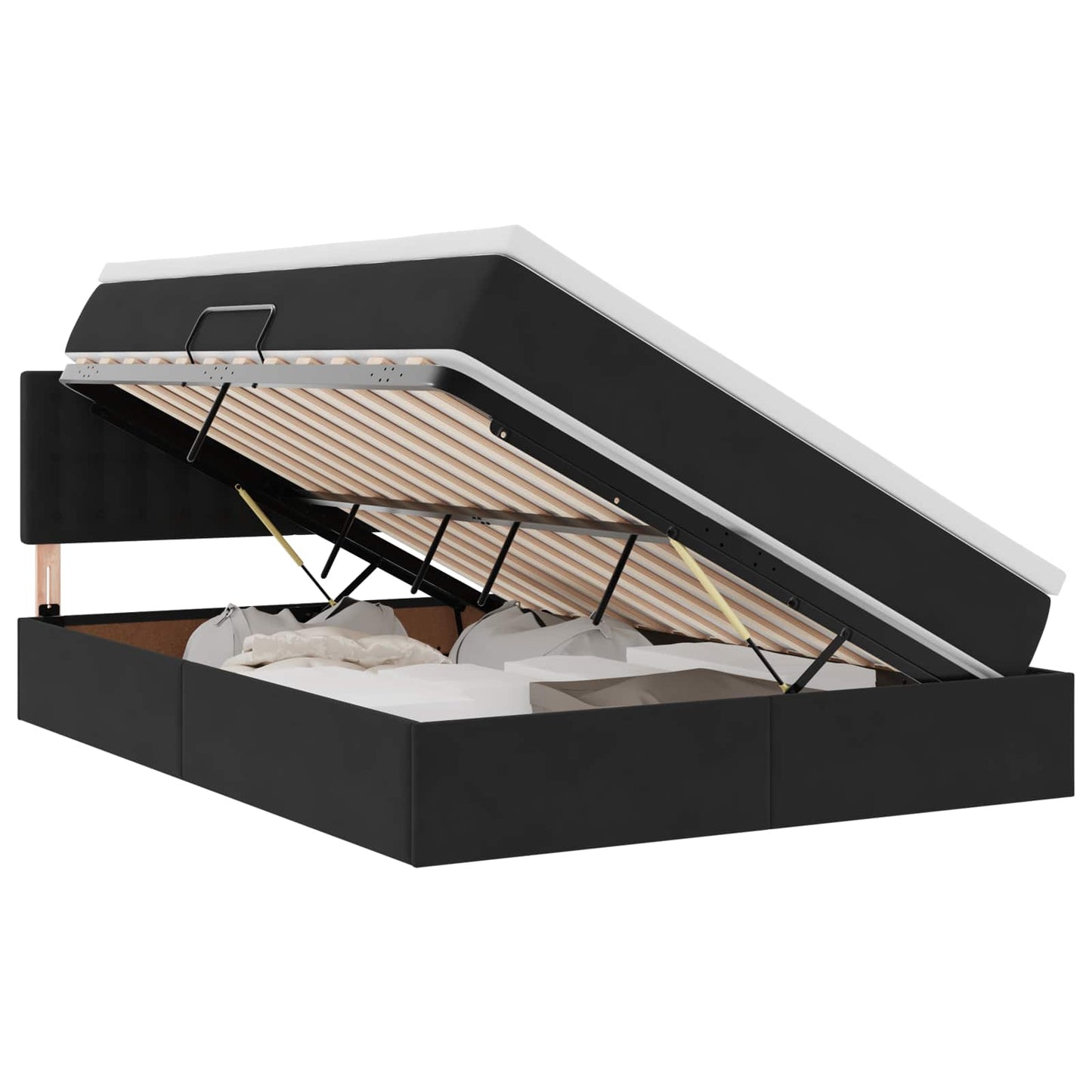 Opbergbed met LED met matras met LED Zwart 140 x 200 cm Fluweel is nu te koop bij PeponiXL, paradijselijk wonen!