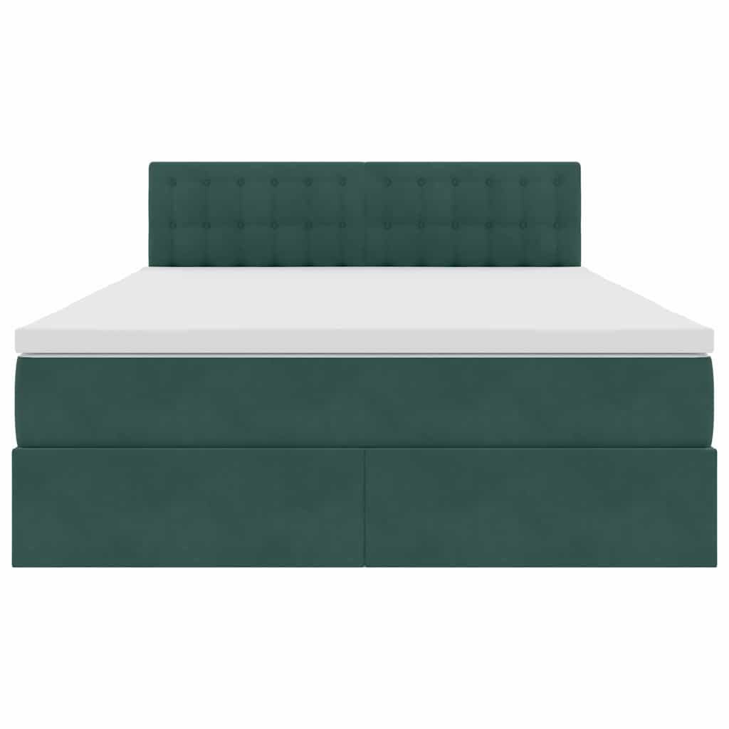 Opbergbed met LED met matras Donkergroen 140 x 200 cm Fluweel is nu te koop bij PeponiXL, paradijselijk wonen!