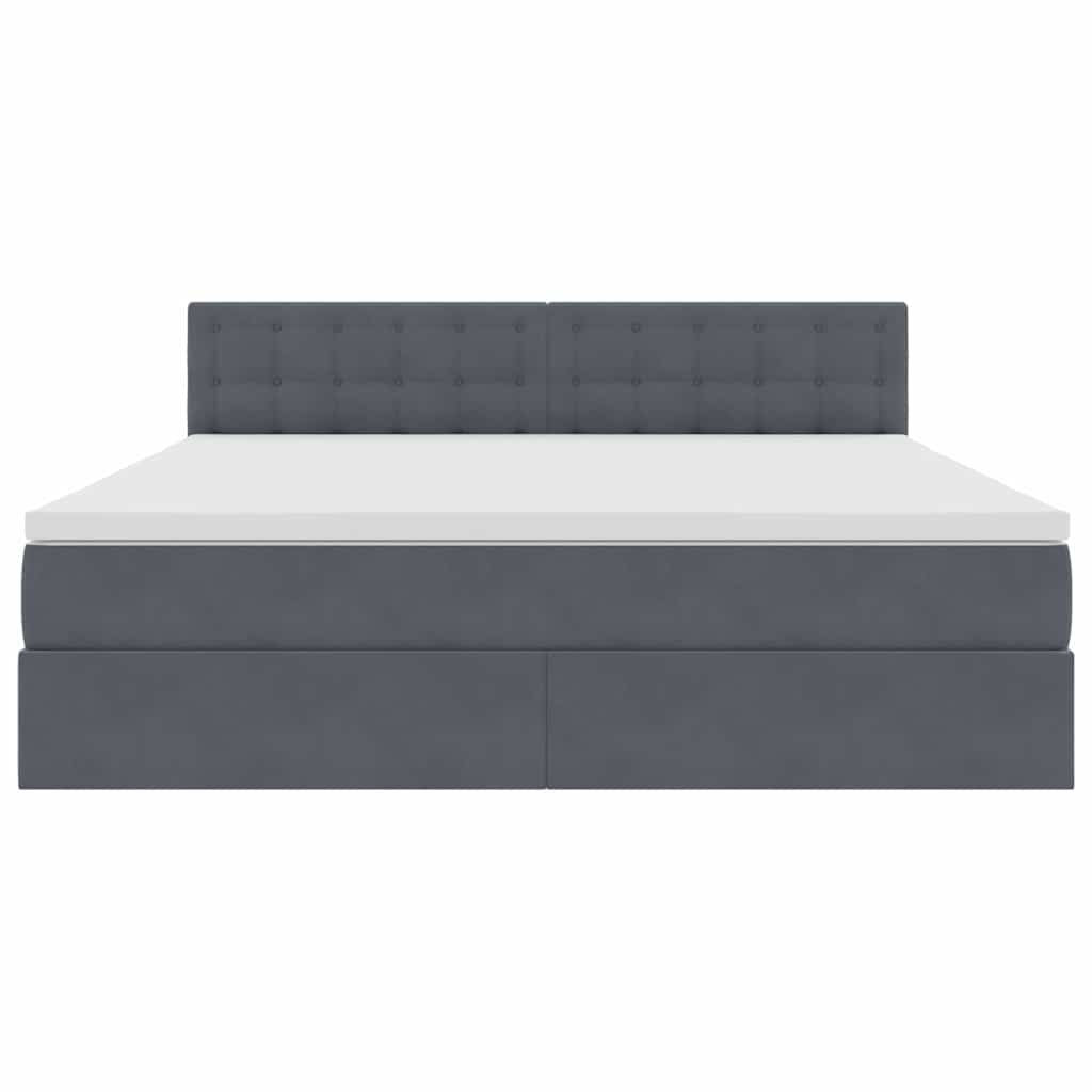 Opbergbed met LED met matras Donkergrijs 160 x 200 cm Fluweel is nu te koop bij PeponiXL, paradijselijk wonen!
