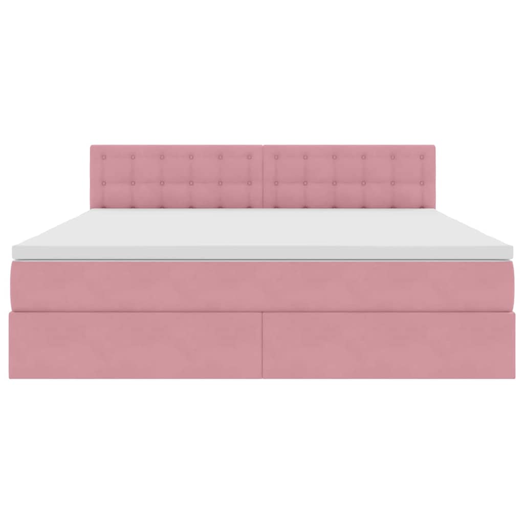 Opbergbed met LED met matras met LED Roze 160 x 200 cm Fluweel is nu te koop bij PeponiXL, paradijselijk wonen!