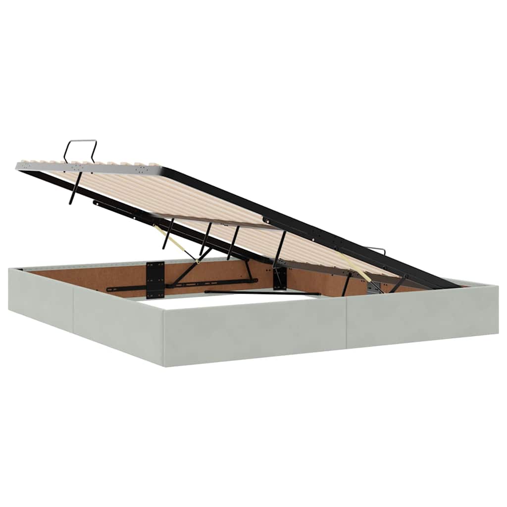 Opbergbed met LED met matras Lichtgrijs 180 x 200 cm Fluweel is nu te koop bij PeponiXL, paradijselijk wonen!