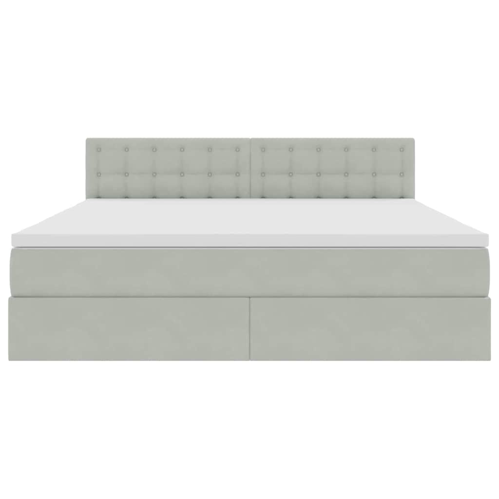 Opbergbed met LED met matras Lichtgrijs 180 x 200 cm Fluweel is nu te koop bij PeponiXL, paradijselijk wonen!
