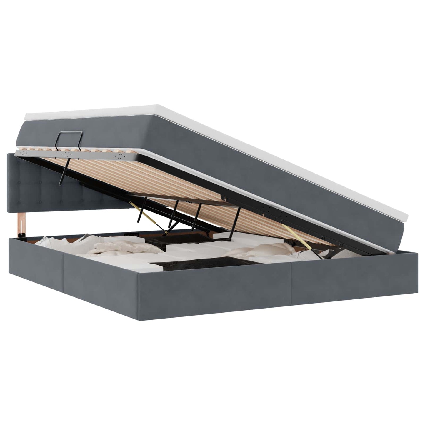 Opbergbed met LED met matras Donkergrijs 180 x 200 cm Fluweel is nu te koop bij PeponiXL, paradijselijk wonen!