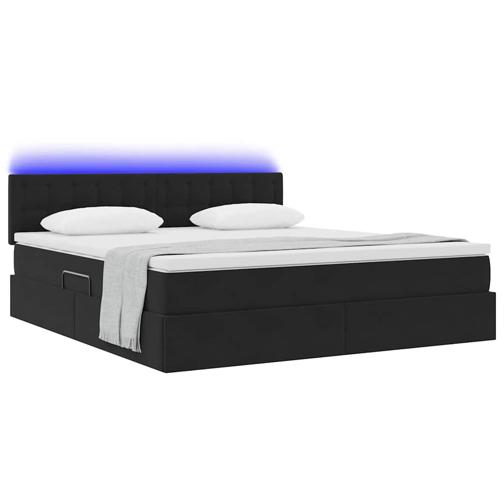 Opbergbed met LED met hoofdeinde Zwart 180 x 200 cm Fluweel is nu te koop bij PeponiXL, paradijselijk wonen!