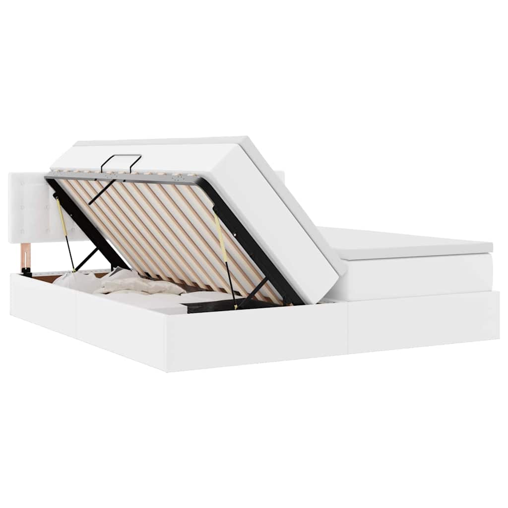 Opbergbed met LED met matras Puur Wit 180 x 200 cm Nep Leer is nu te koop bij PeponiXL, paradijselijk wonen!