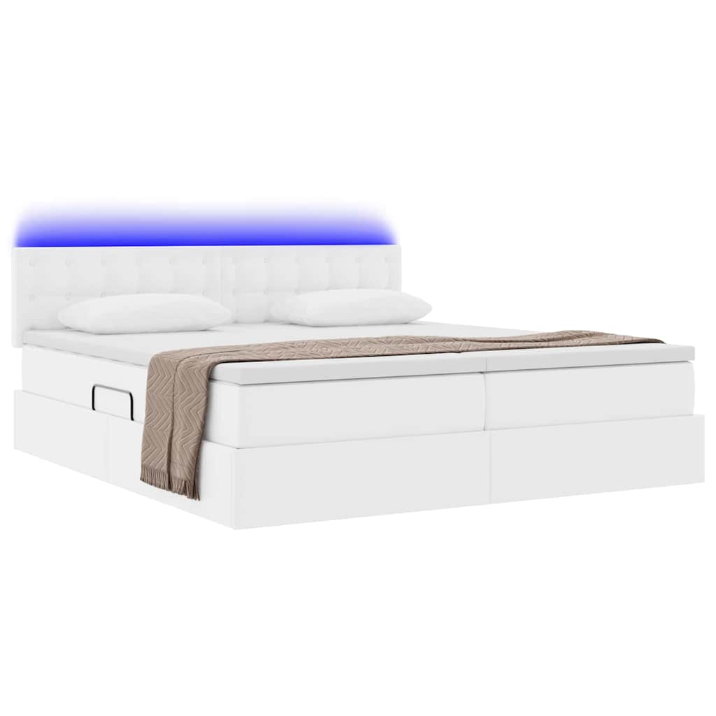 Opbergbed met LED met matras Puur Wit 180 x 200 cm Nep Leer is nu te koop bij PeponiXL, paradijselijk wonen!