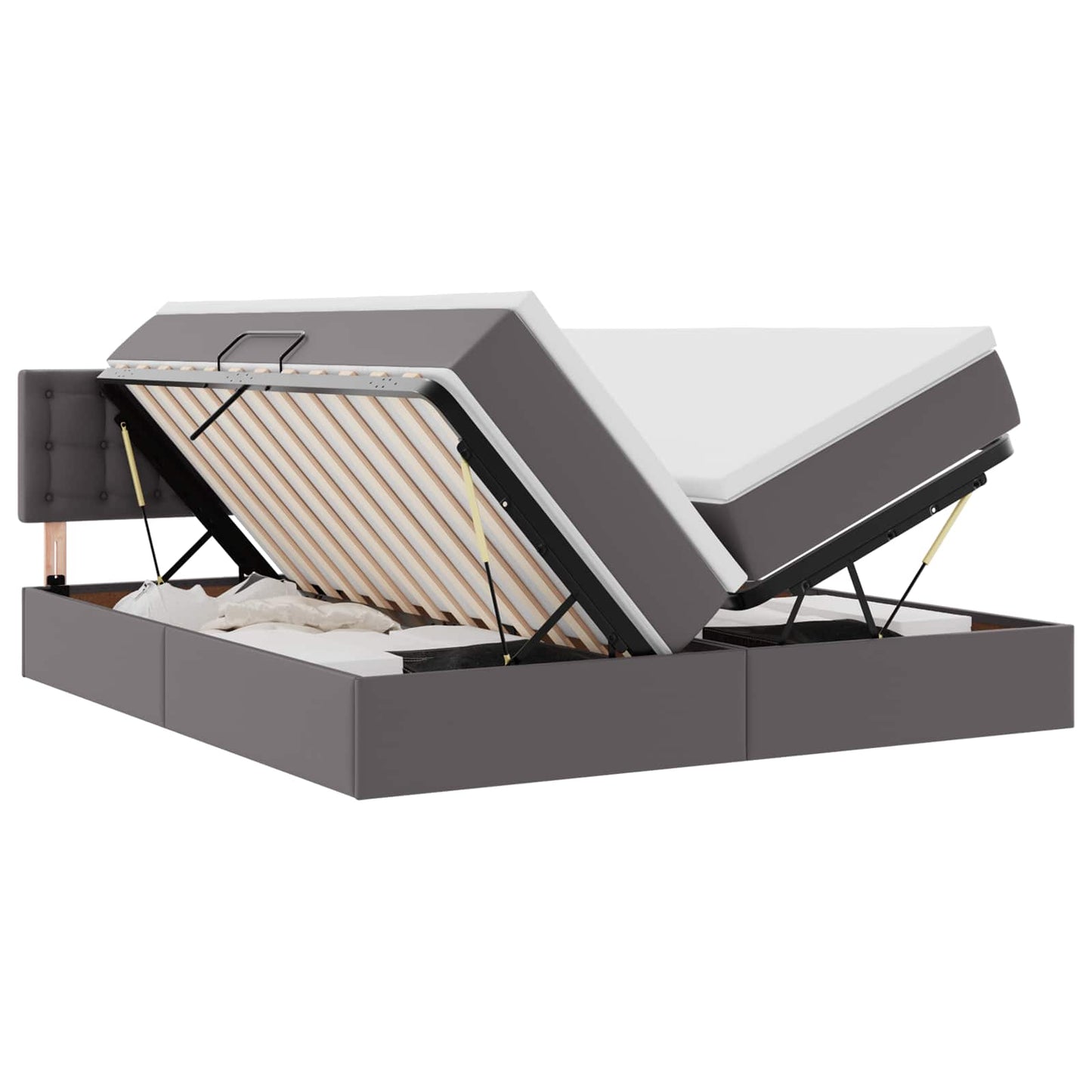 Opbergbed met LED met matras Grijs 180 x 200 cm Nep Leer is nu te koop bij PeponiXL, paradijselijk wonen!