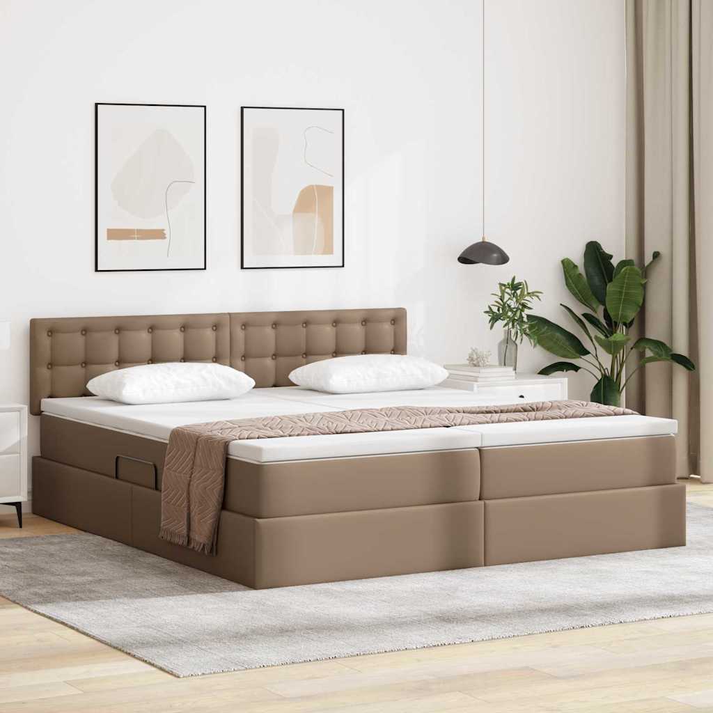 Opbergbed met LED met matras Cappuccino 180 x 200 cm Nep Leer is nu te koop bij PeponiXL, paradijselijk wonen!