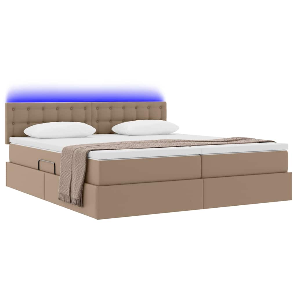 Opbergbed met LED met matras Cappuccino 180 x 200 cm Nep Leer is nu te koop bij PeponiXL, paradijselijk wonen!