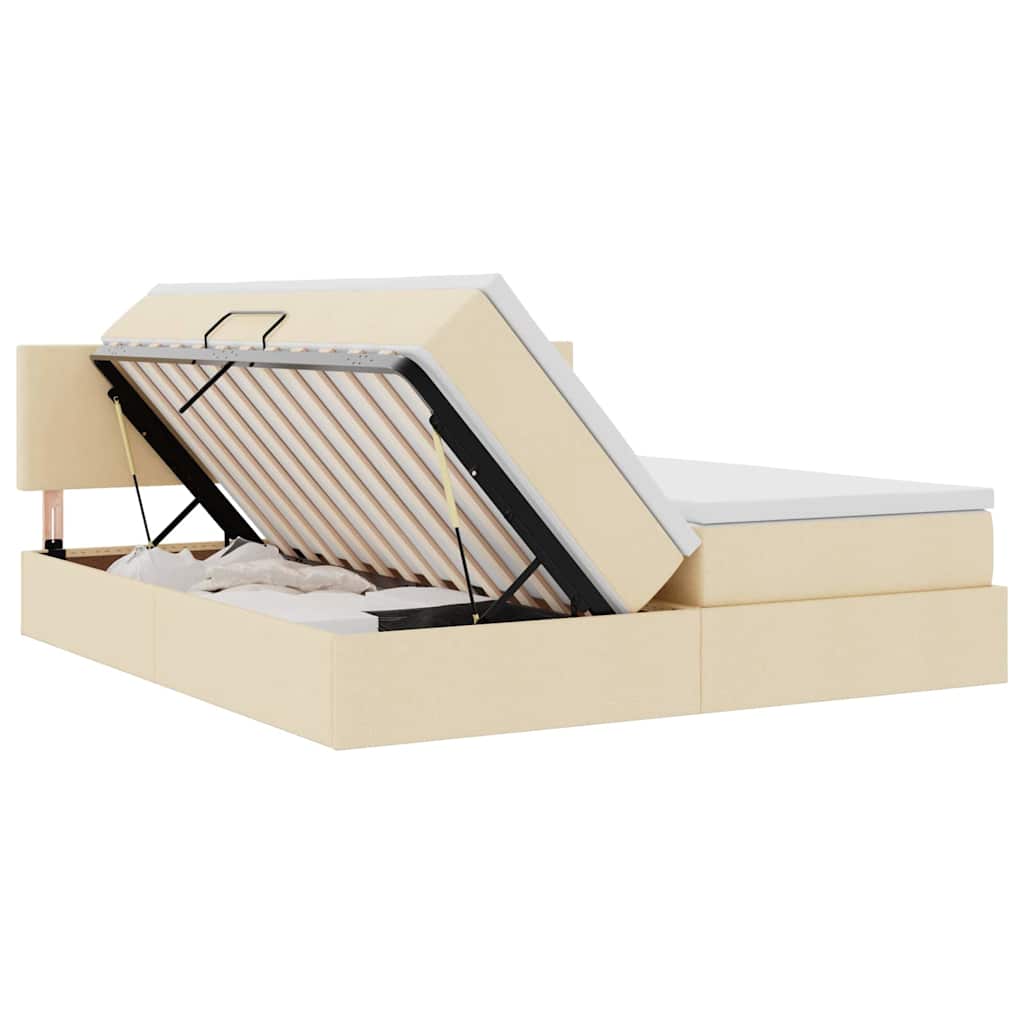 Bed met LED-striplichten met hoofdeinde Crème 180 x 200 cm Stof is nu te koop bij PeponiXL, paradijselijk wonen!