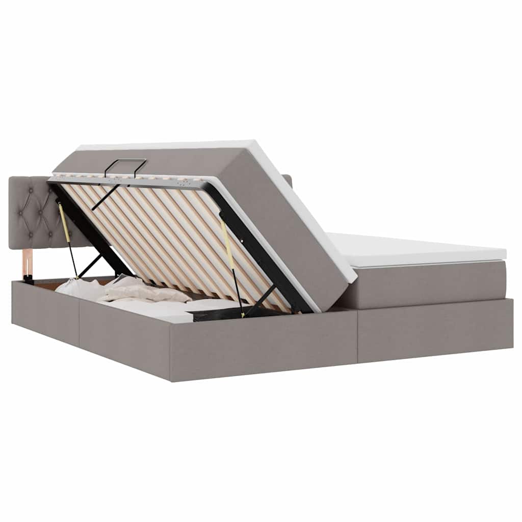 Bed met LED-striplichten met hoofdeinde Taupe 180 x 200 cm Stof is nu te koop bij PeponiXL, paradijselijk wonen!