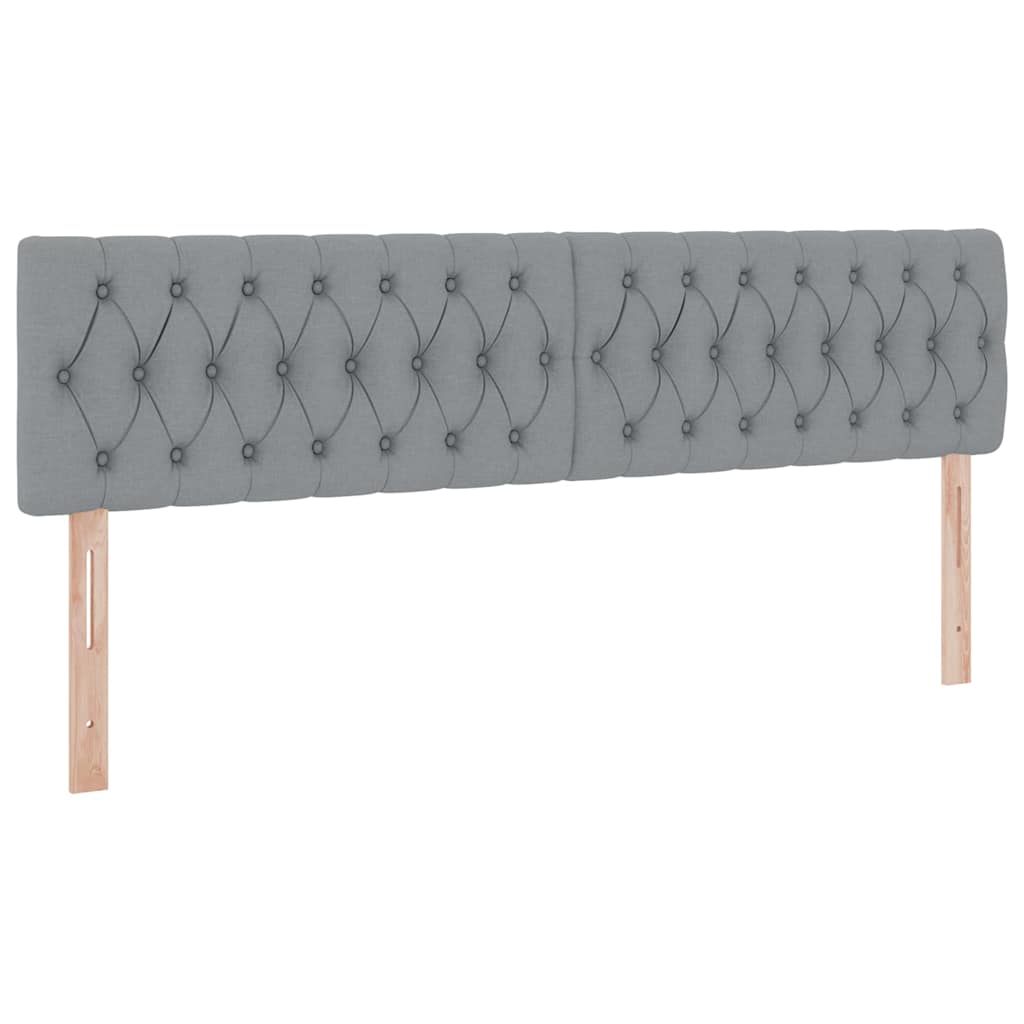Bed met LED-striplichten Lichtgrijs 200 x 200 cm Stof is nu te koop bij PeponiXL, paradijselijk wonen!