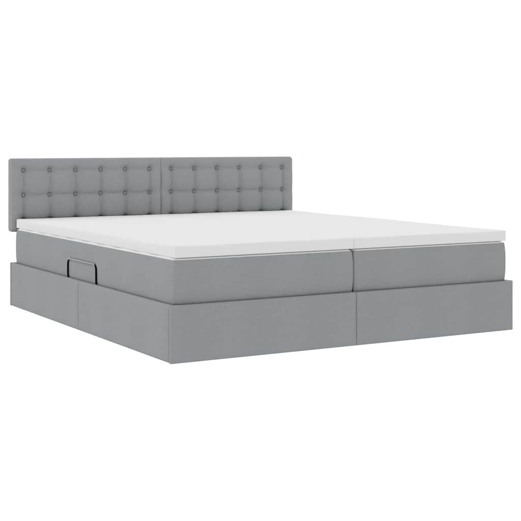 Bed met LED-striplichten Lichtgrijs 180 x 200 cm Stof is nu te koop bij PeponiXL, paradijselijk wonen!