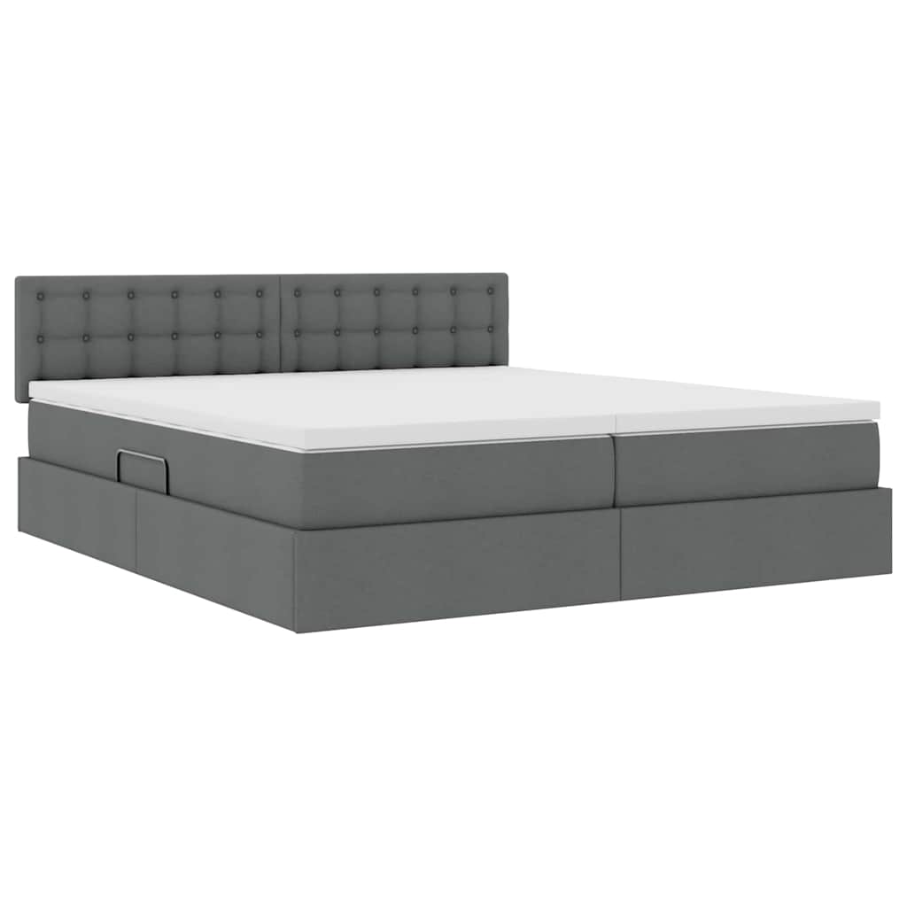 Bed met LED-striplichten Donkergrijs 180 x 200 cm Stof is nu te koop bij PeponiXL, paradijselijk wonen!