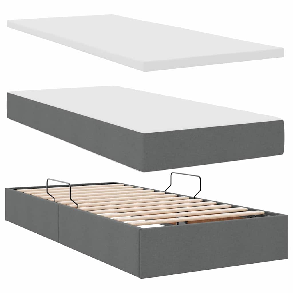 Bed met LED-striplichten Donkergrijs 180 x 200 cm Stof is nu te koop bij PeponiXL, paradijselijk wonen!