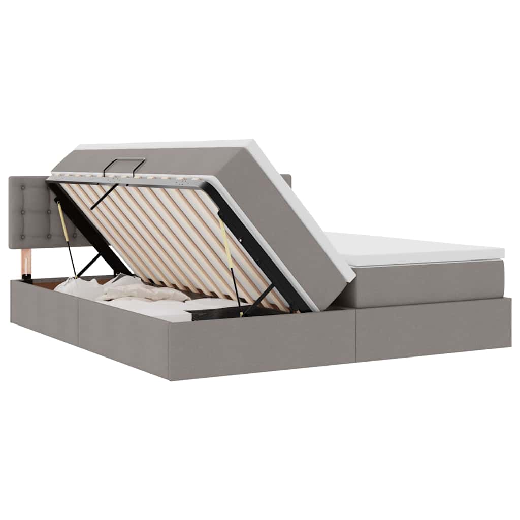 Bed met LED-striplichten met hoofdeinde Taupe 180 x 200 cm Stof is nu te koop bij PeponiXL, paradijselijk wonen!