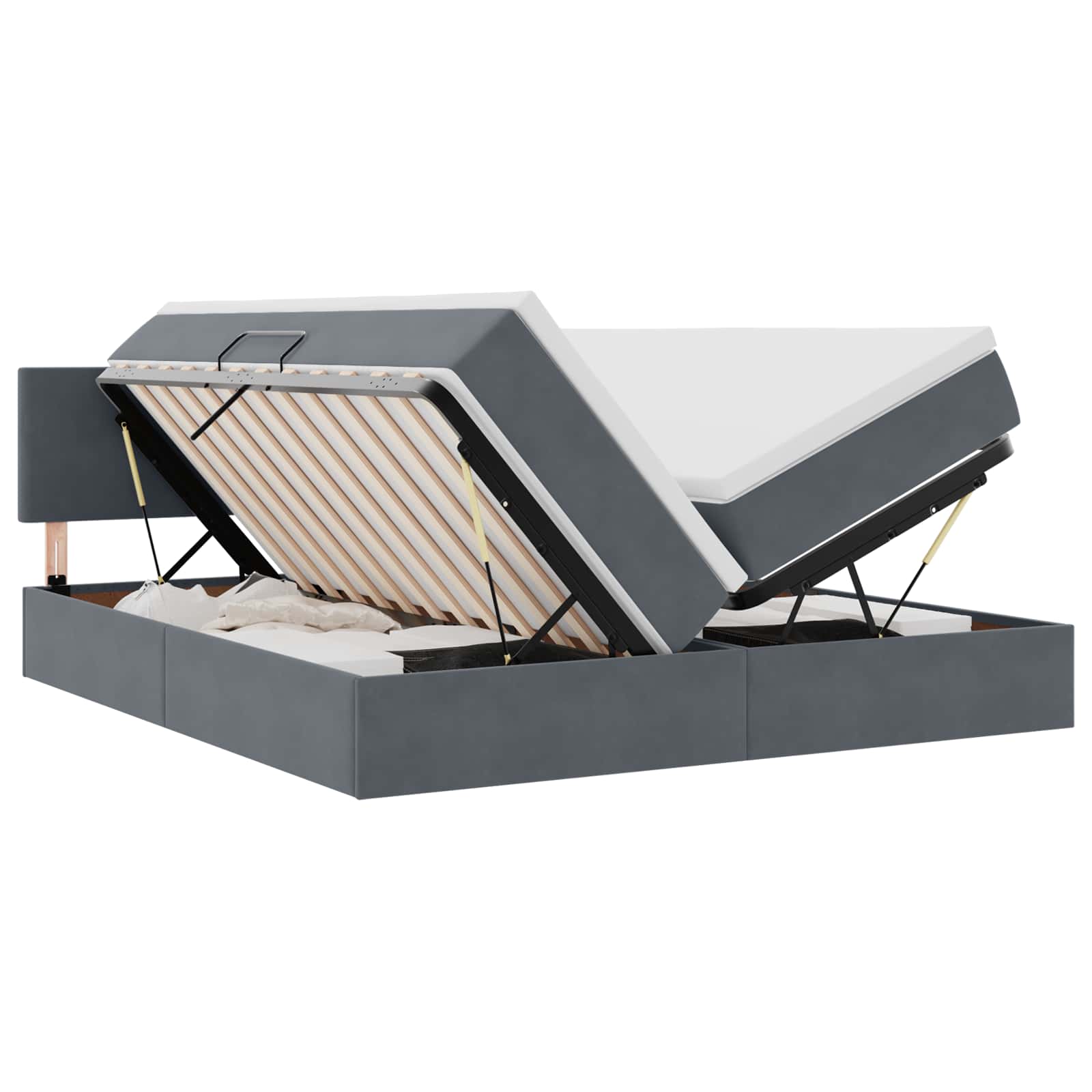 Bed met LED-striplichten Donkergrijs 180 x 200 cm Fluweel is nu te koop bij PeponiXL, paradijselijk wonen!