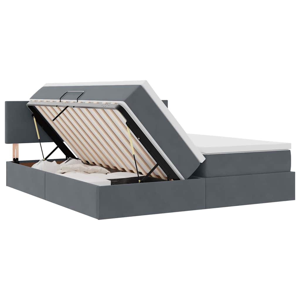 Bed met LED-striplichten Donkergrijs 180 x 200 cm Fluweel is nu te koop bij PeponiXL, paradijselijk wonen!