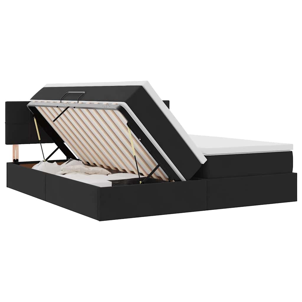 Bed met LED-stripverlichting Zwart 180 x 200 cm Fluweel is nu te koop bij PeponiXL, paradijselijk wonen!