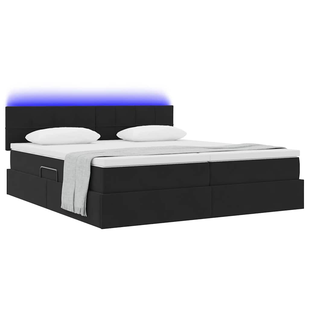 Bed met LED-stripverlichting Zwart 180 x 200 cm Fluweel is nu te koop bij PeponiXL, paradijselijk wonen!