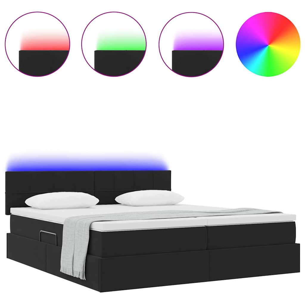 Bed met LED-stripverlichting Zwart 180 x 200 cm Fluweel is nu te koop bij PeponiXL, paradijselijk wonen!