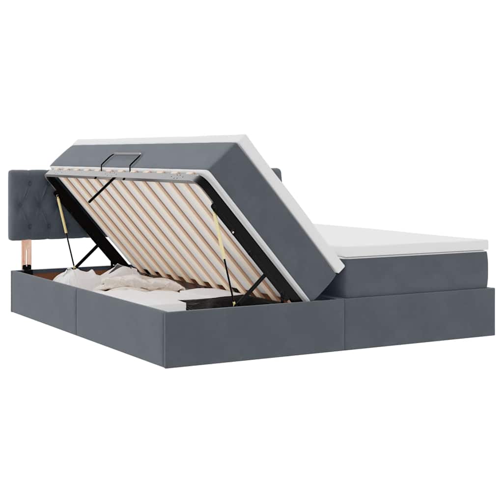 Bed met LED-striplichten Donkergrijs 180 x 200 cm Fluweel is nu te koop bij PeponiXL, paradijselijk wonen!