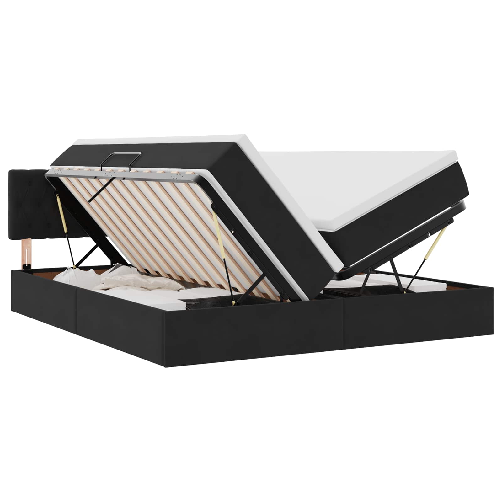 Bed met LED-stripverlichting Zwart 180 x 200 cm Fluweel is nu te koop bij PeponiXL, paradijselijk wonen!