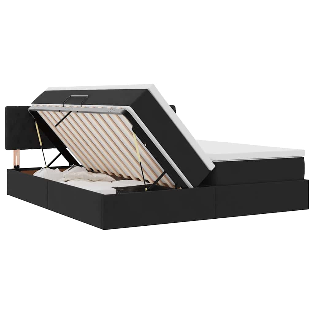 Bed met LED-stripverlichting Zwart 180 x 200 cm Fluweel is nu te koop bij PeponiXL, paradijselijk wonen!