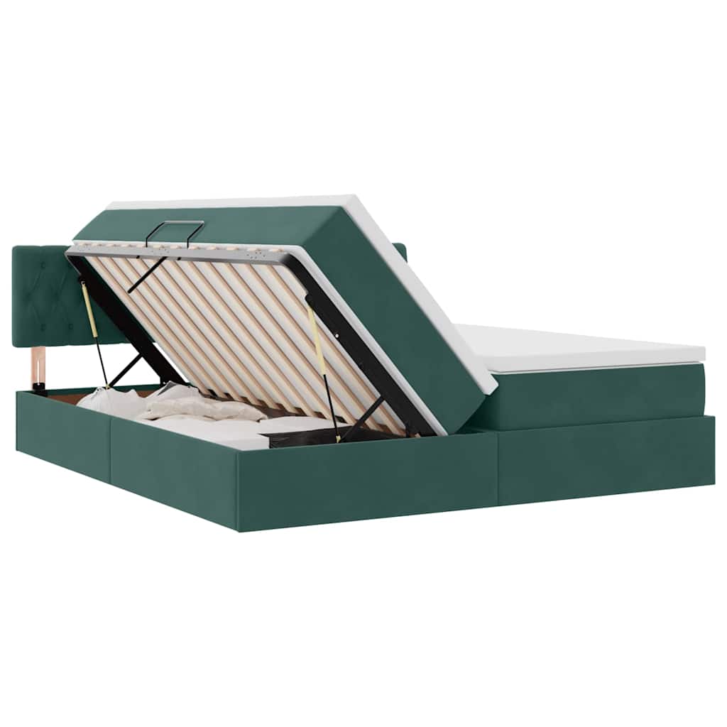 Bed met LED-stripverlichting Donkergroen 200 x 200 cm Fluweel is nu te koop bij PeponiXL, paradijselijk wonen!