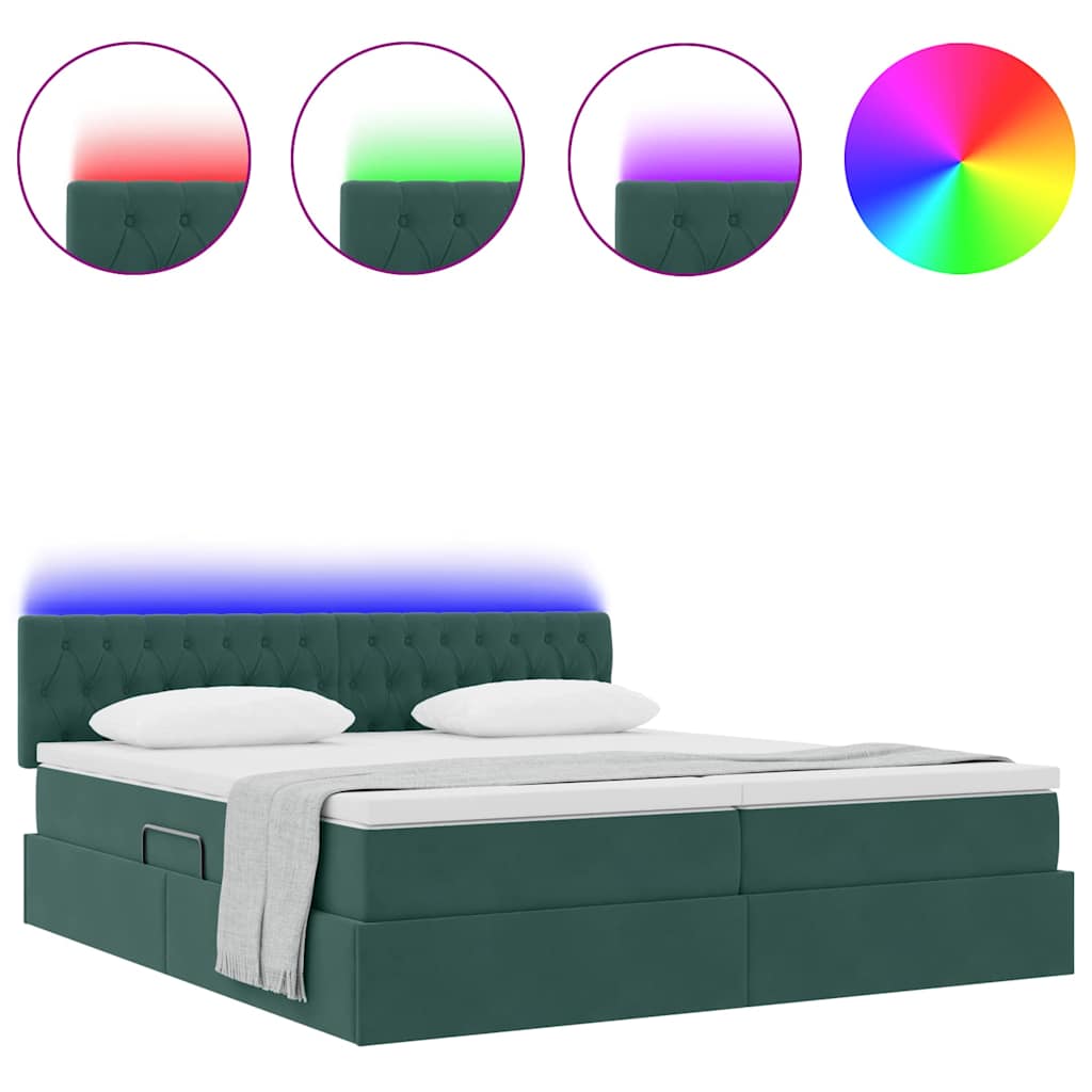 Bed met LED-stripverlichting Donkergroen 200 x 200 cm Fluweel is nu te koop bij PeponiXL, paradijselijk wonen!