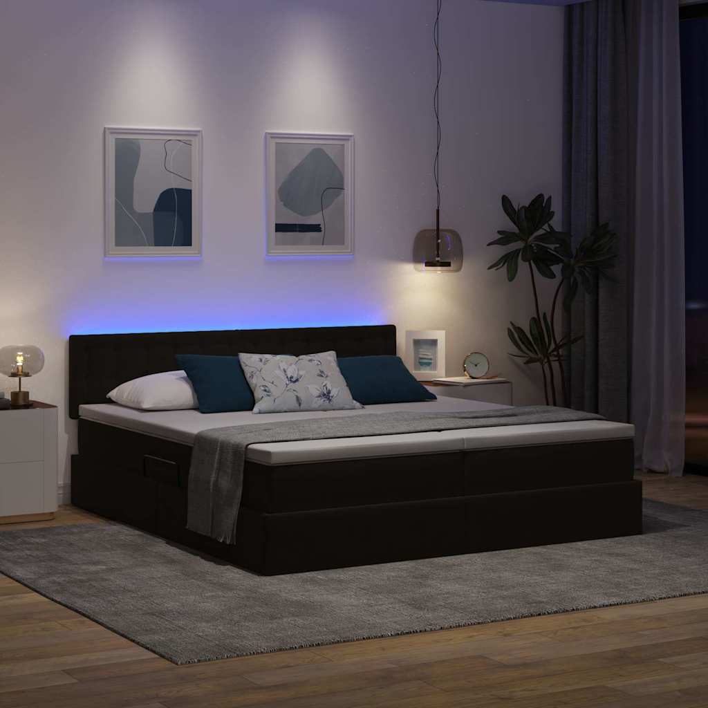 Bed met LED-stripverlichting Zwart 180 x 200 cm Fluweel is nu te koop bij PeponiXL, paradijselijk wonen!