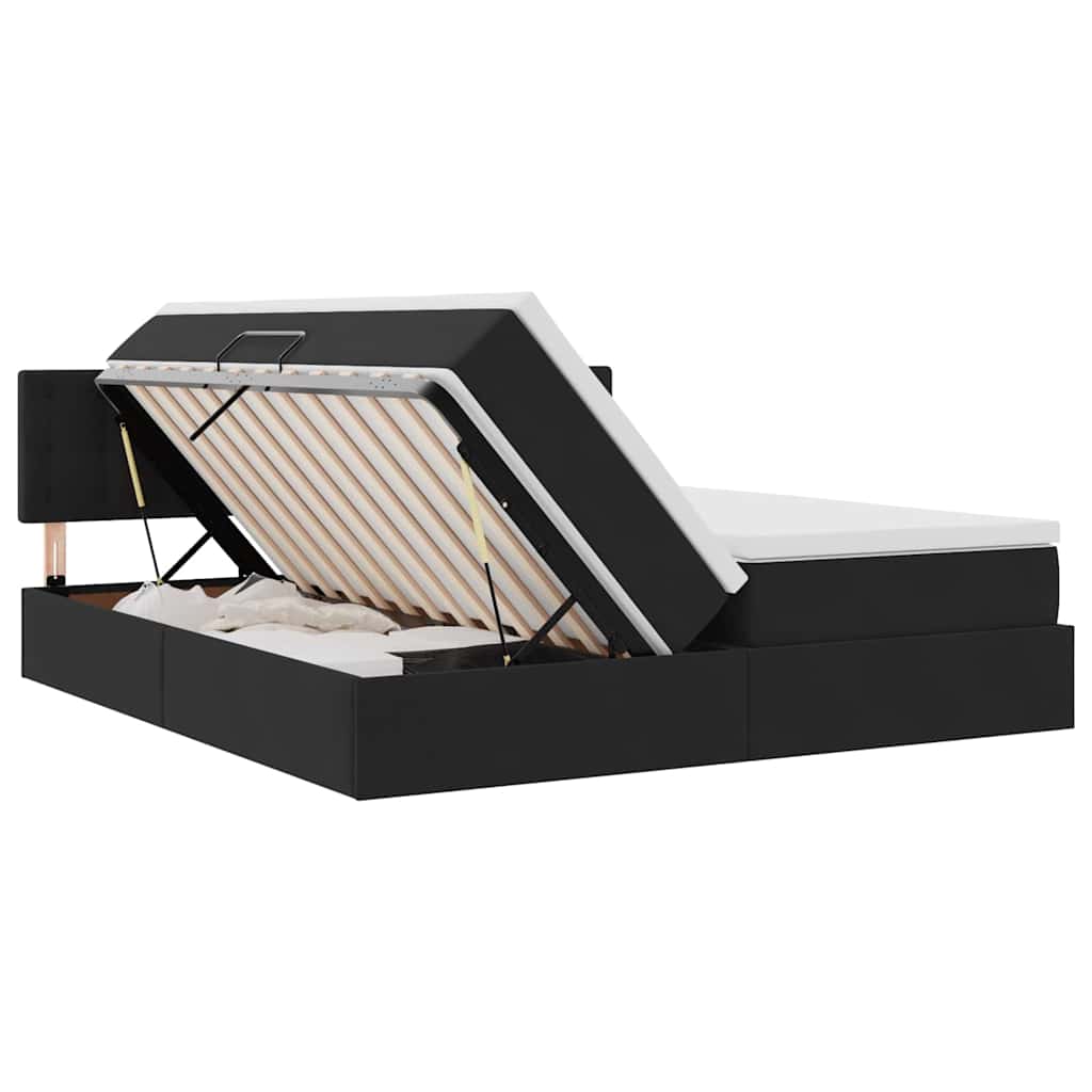 Bed met LED-stripverlichting Zwart 180 x 200 cm Fluweel is nu te koop bij PeponiXL, paradijselijk wonen!