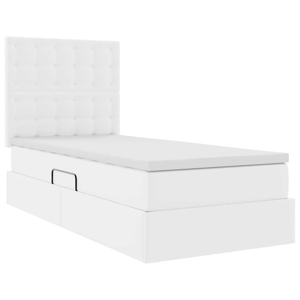 Opslag bed met matras met opslag Puur Wit 90 x 190 cm Nep Leer is nu te koop bij PeponiXL, paradijselijk wonen!