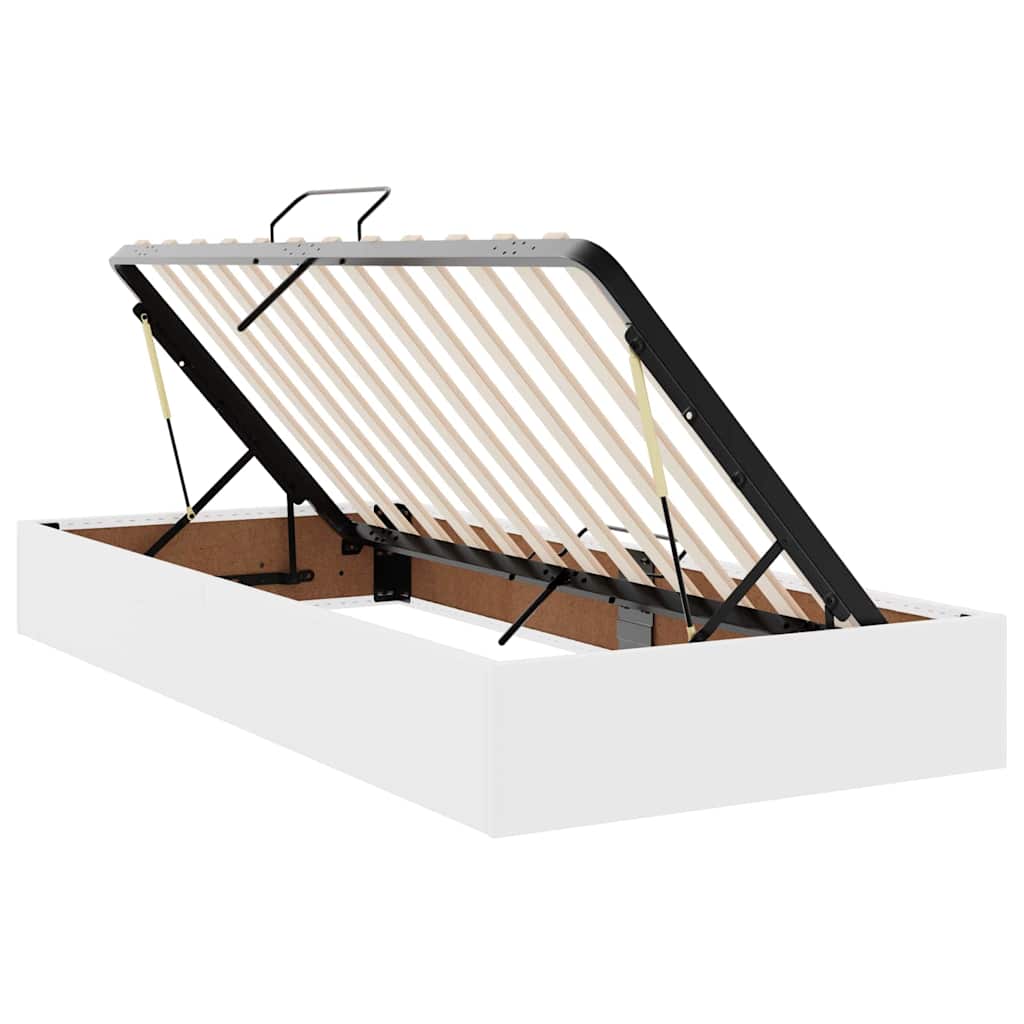 Opslag bed met matras met opslag Puur Wit 90 x 190 cm Nep Leer is nu te koop bij PeponiXL, paradijselijk wonen!