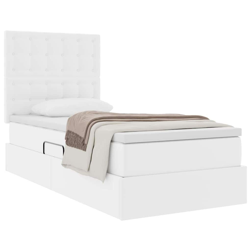 Opslag bed met matras met opslag Puur Wit 90 x 190 cm Nep Leer is nu te koop bij PeponiXL, paradijselijk wonen!
