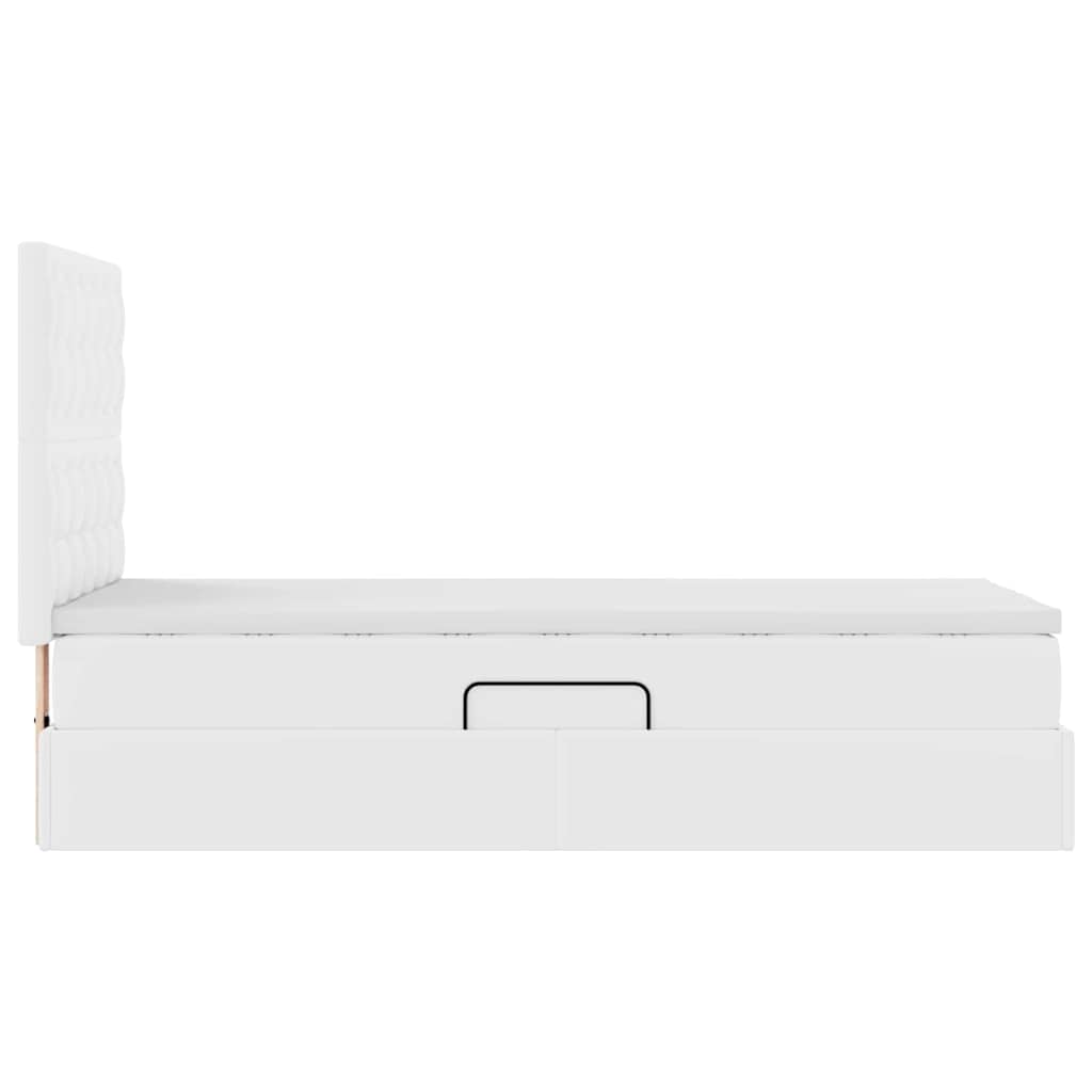 Opslag bed met matras met opslag Puur Wit 90 x 190 cm Nep Leer is nu te koop bij PeponiXL, paradijselijk wonen!
