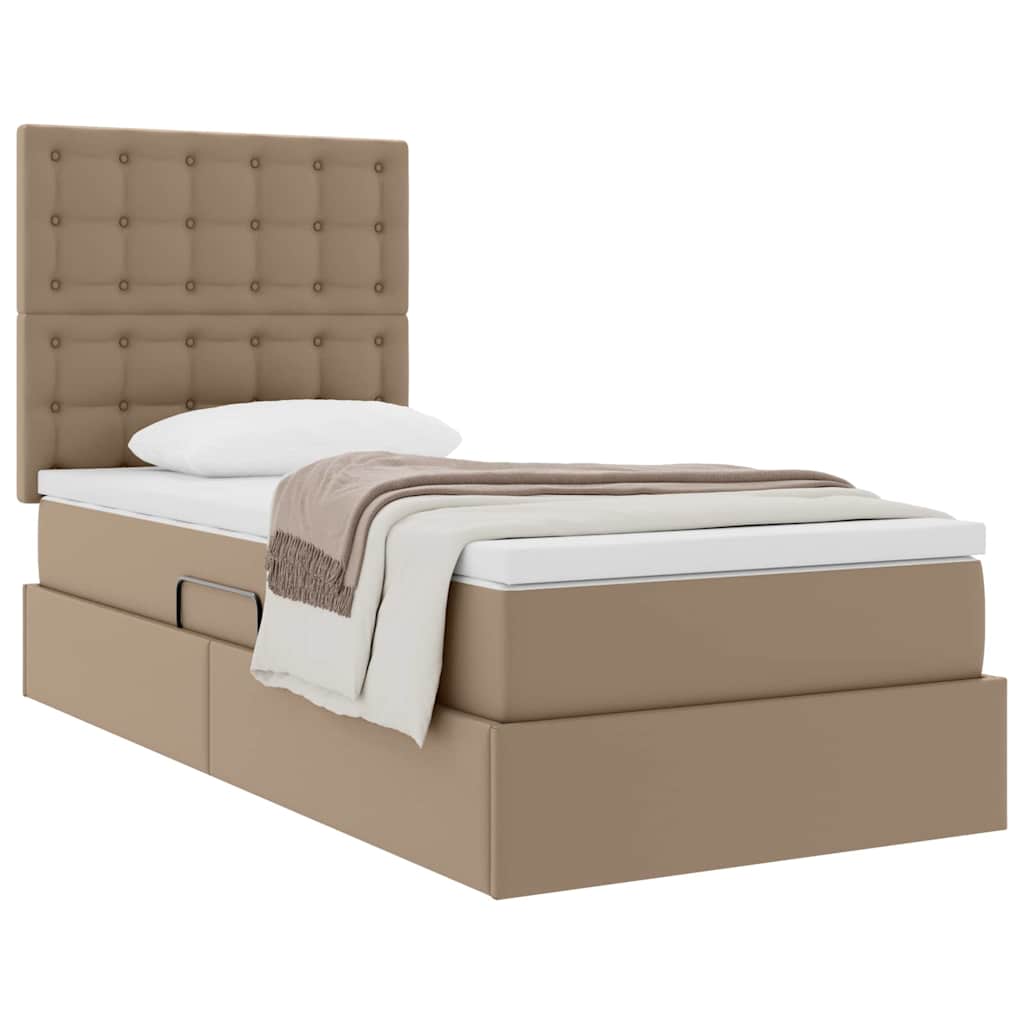 Opslag bed met matras Cappuccino 90 x 190 cm Nep Leer is nu te koop bij PeponiXL, paradijselijk wonen!