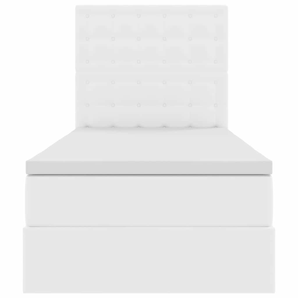 Opslag bed met matras met opslag Puur Wit 90 x 200 cm Nep Leer is nu te koop bij PeponiXL, paradijselijk wonen!