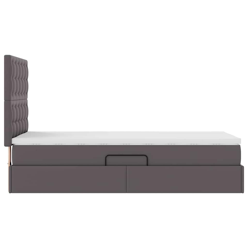 Opslag bed met matras met hoofdeinde Grijs 90 x 200 cm Nep Leer is nu te koop bij PeponiXL, paradijselijk wonen!