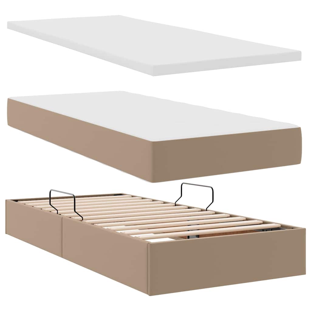 Opslag bed met matras Cappuccino 90 x 200 cm Nep Leer is nu te koop bij PeponiXL, paradijselijk wonen!