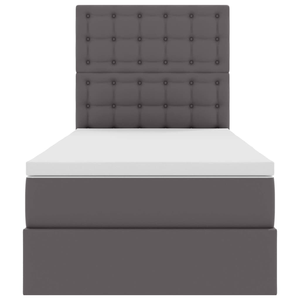 Opslag bed met matras met opslag Grijs 100 x 200 cm Nep Leer is nu te koop bij PeponiXL, paradijselijk wonen!