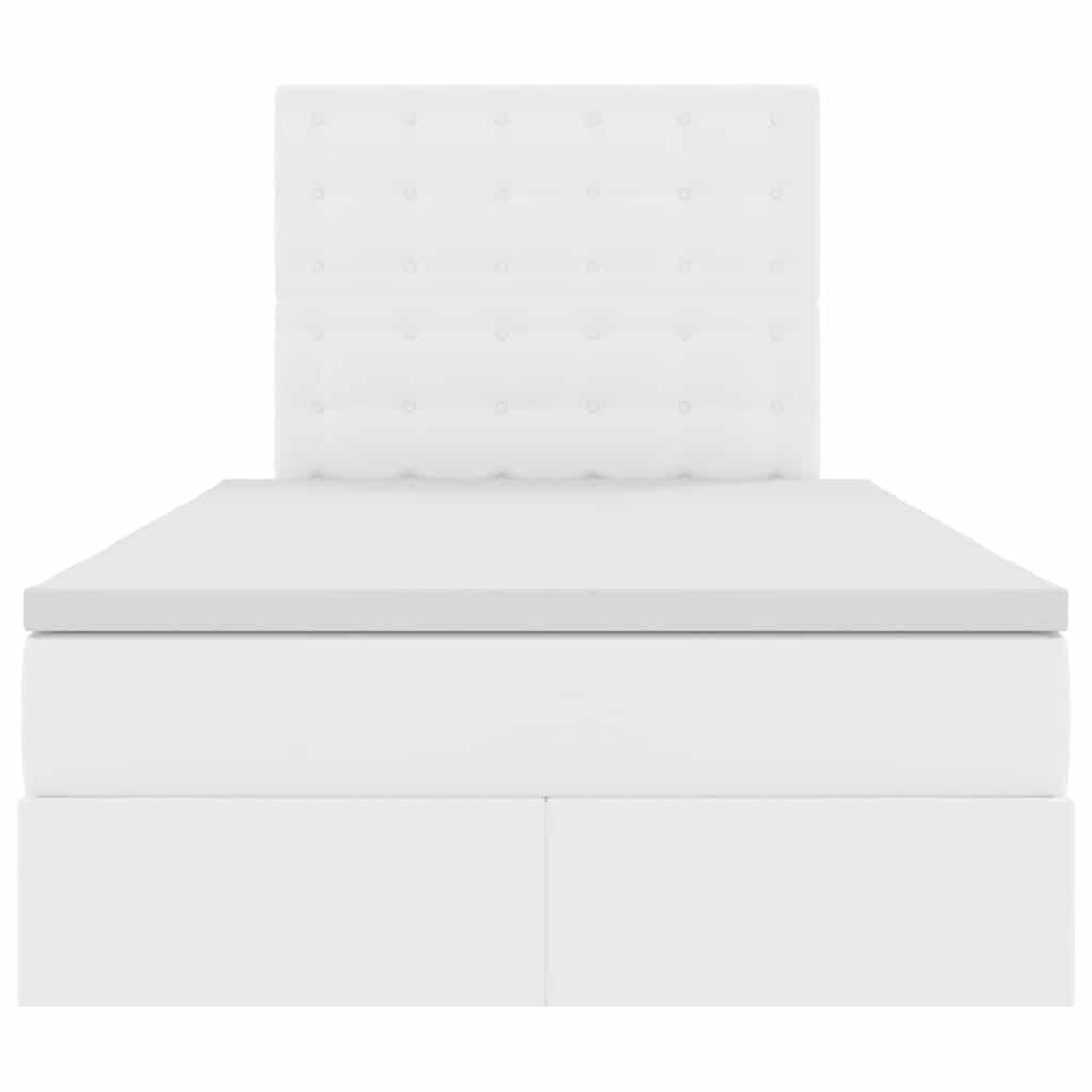 Opslag bed met matras met hoofdeinde Wit 120 x 190 cm Nep Leer is nu te koop bij PeponiXL, paradijselijk wonen!
